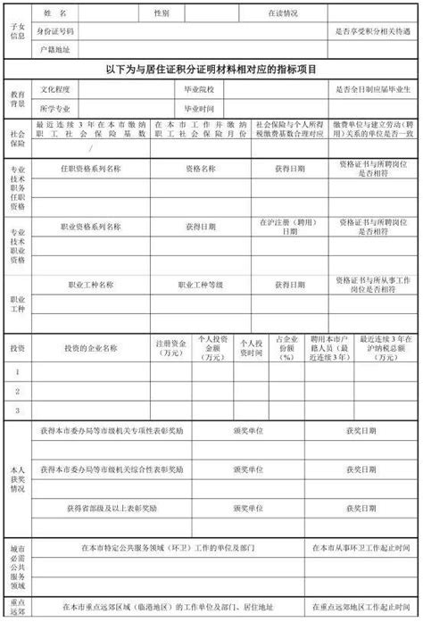 上海办居住证材料清单