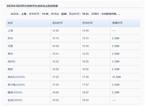 上海至苏州高铁时刻表