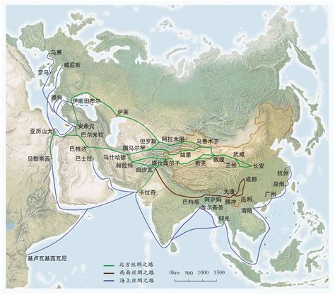 中国的丝绸之路线路图