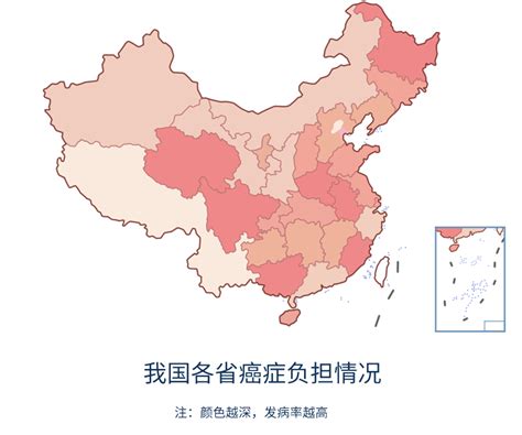 中国省级癌症地图