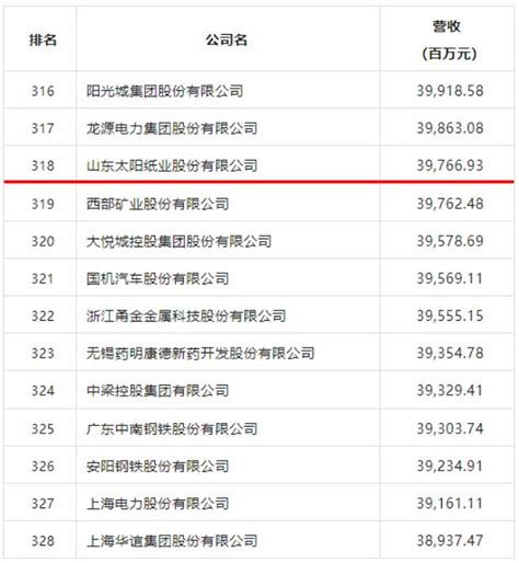 中国纸业公司排名