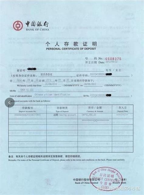 中国银行存单和存款证明
