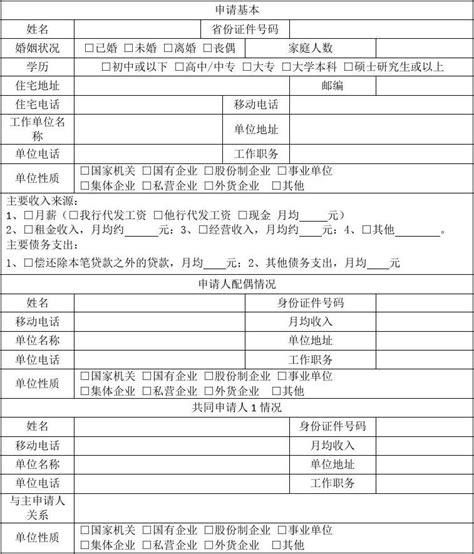 中国银行房贷申请材料