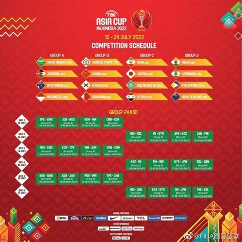 亚洲男篮锦标赛日程表