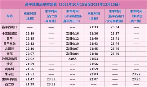 北京新月班车时间表