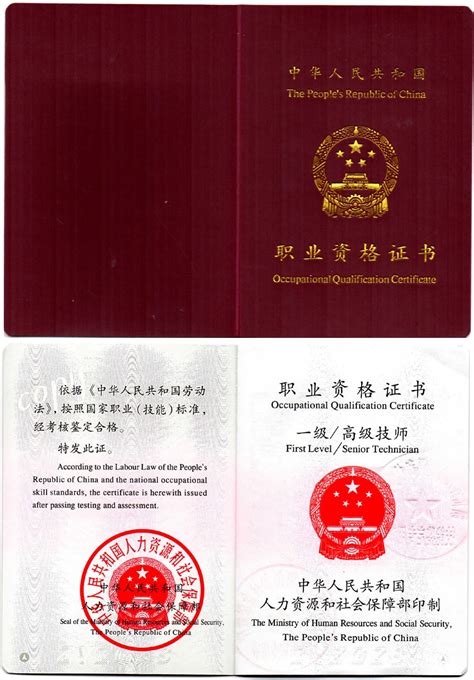 国外认可的中国职业资格证书