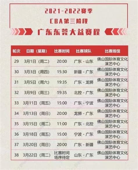 广东队第三阶段赛程表