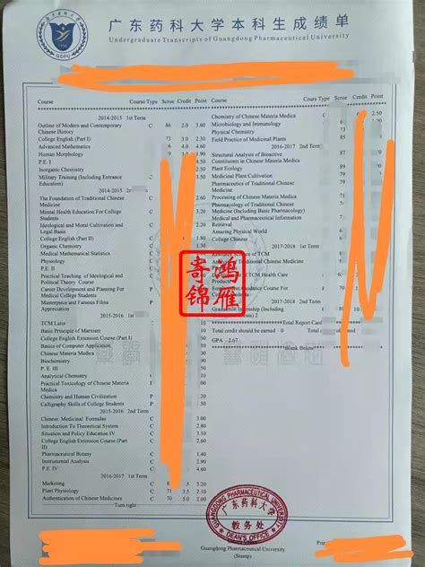 广州大学打印英文成绩单