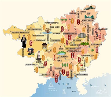 广西省十大旅游景点地图