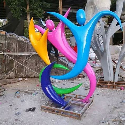 彩色室外玻璃钢抽象雕塑