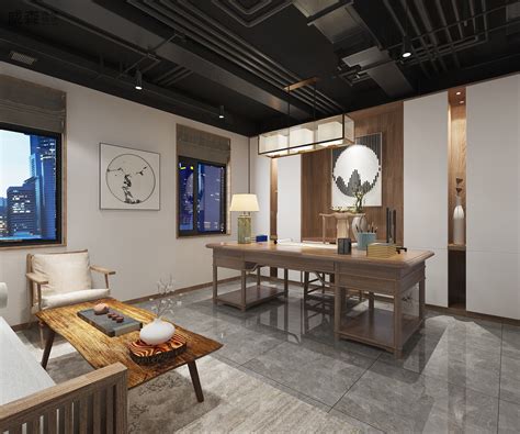 新中式茶室背景墙装修效果图