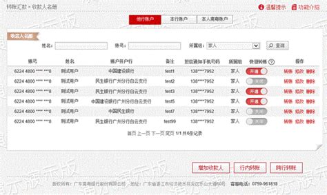 桂林银行收款人名册