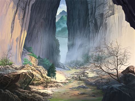 游戏峡谷风景插画