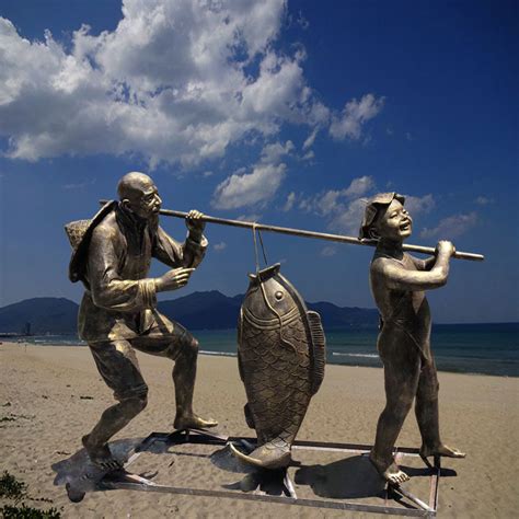 玻璃钢仿铜渔民人物雕塑