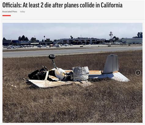 美国两架飞机相撞坠毁现场