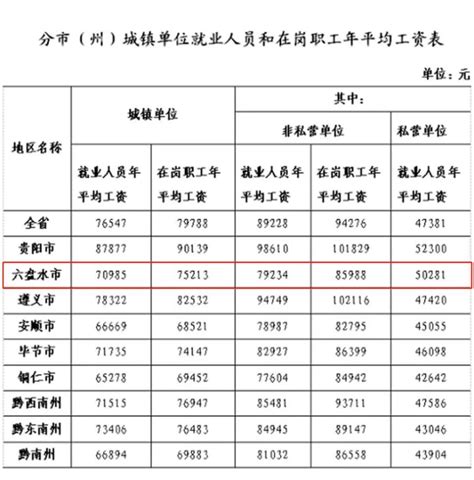 贵州六盘水市工资中位数