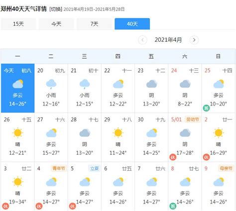 郑州天气预报十五天查询