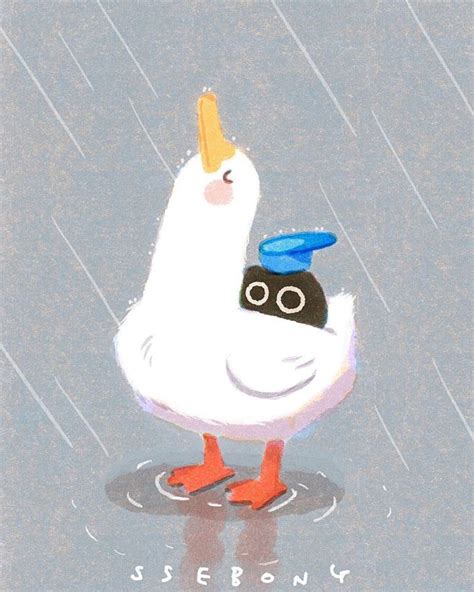 鸭子站立淋雨