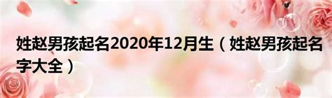2020赵姓男孩起名