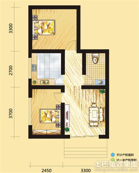 55平方两室一厅设计图