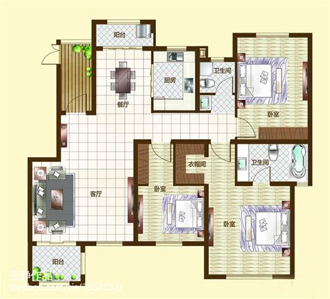 98平米三室一厅户型图